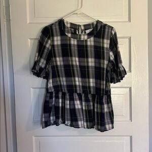 La Rouqe Plaid Ruffle Sleeve Top